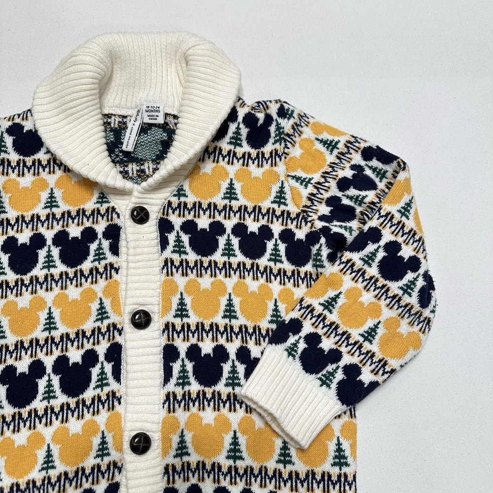 Janie & Jack x Disney Children's Mickey Mouse Fair Isle Cardigan Sweater 18-24 m